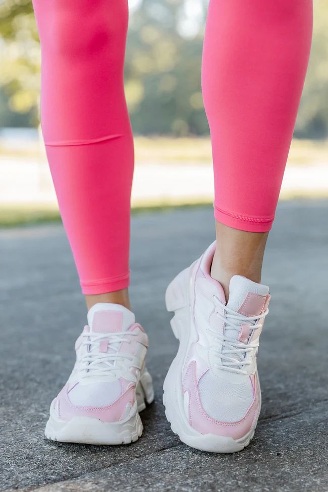 Tessa Pink and White Chunky Sneakers | Pink Lily