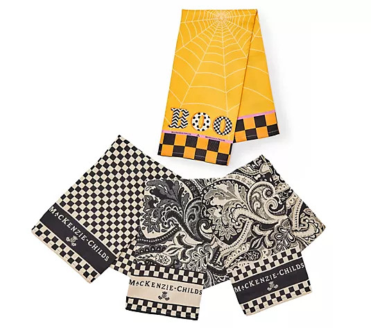 MacKenzie- Childs Set of 4 Trick or Treat Dish Towels | QVC