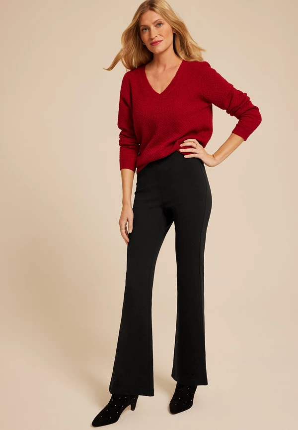 Ponte Pull On High Rise Flare Pant | Maurices