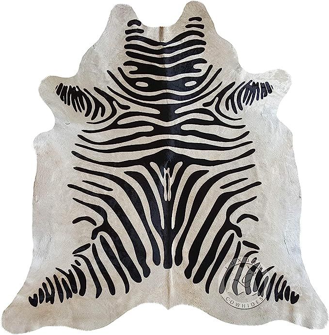 Off White Zebra Cowhide Rug Large 6ft x 7ft 180cm x 210 cm from Luxury COWHIDES | Amazon (US)