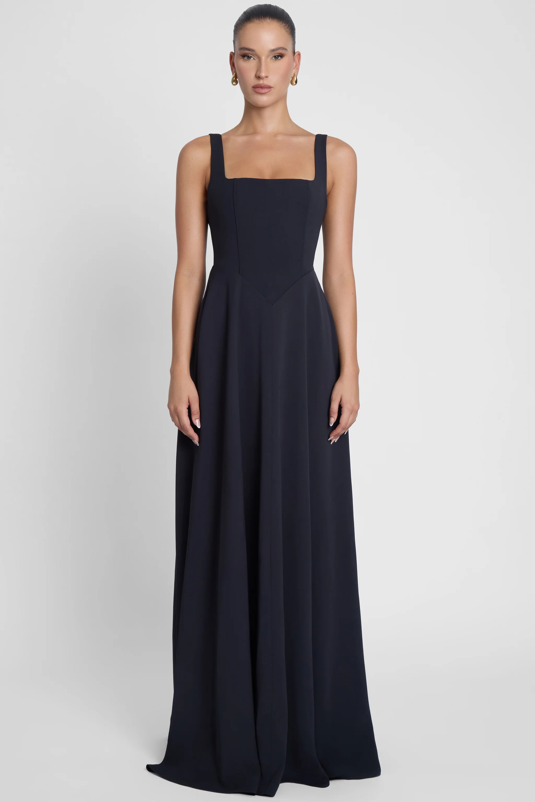Siren Square Neck Corset Maxi Dress - Black | LEAU (US)