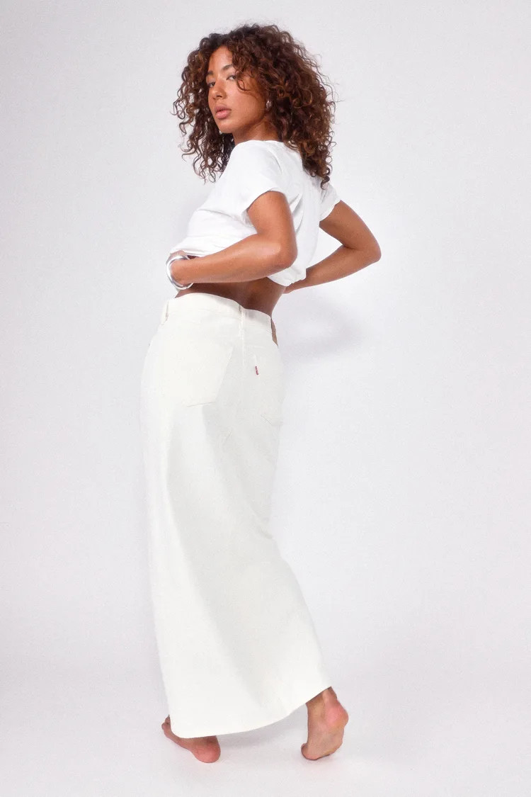 Ankle Column White Denim High-Rise Skirt | Lulus