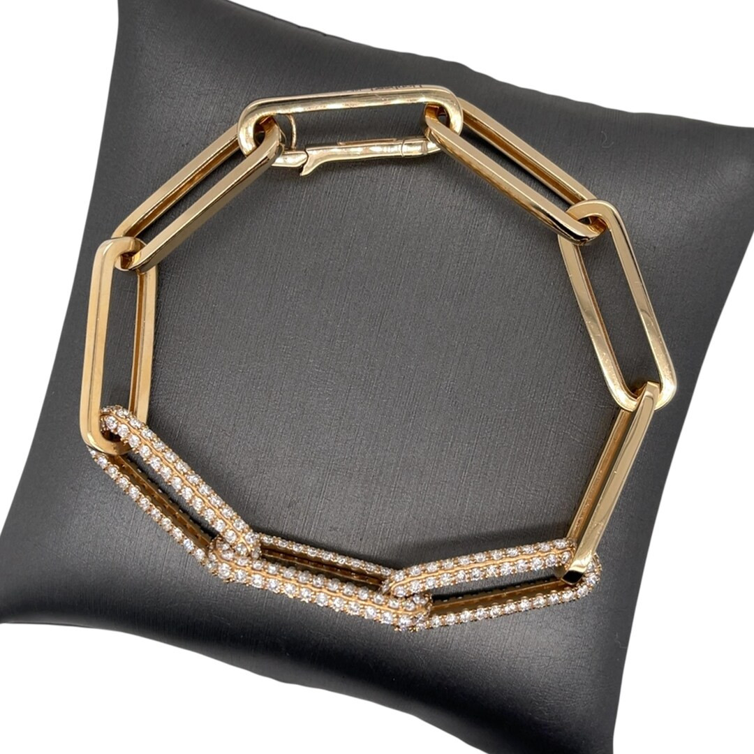 14K Yellow Gold Diamond Paperclip Bracelet | Etsy (US)