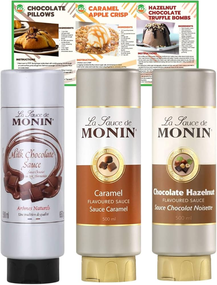 Chocolate Topping Sauce Bundle Includes La Sauce De Monin Caramel, Milk Chocolate, and Chocolate ... | Amazon (UK)