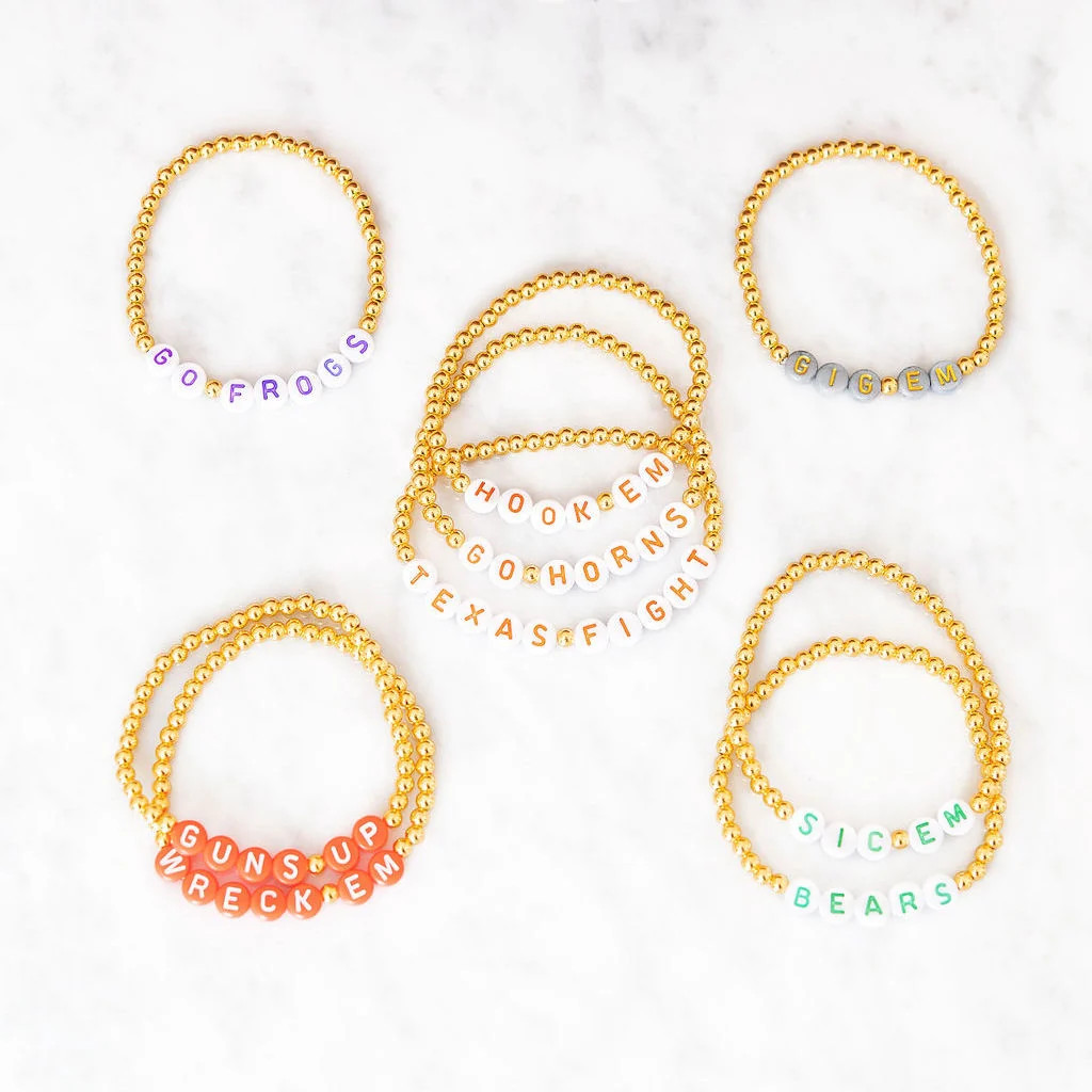 Collegiate Gold Beaded Bracelets | Golden Thread LLC