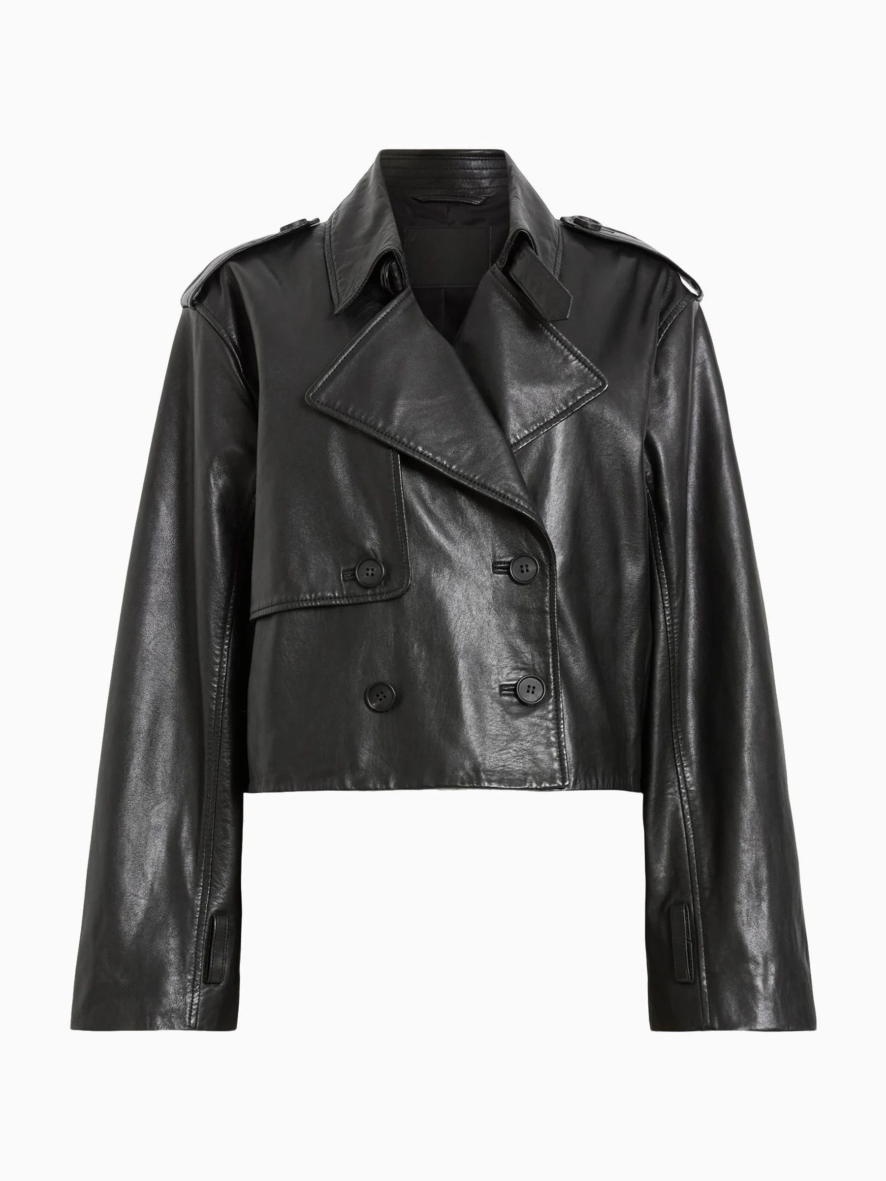 All Saints AllSaints Black Hendry Crop Trench Jacket | Next US
