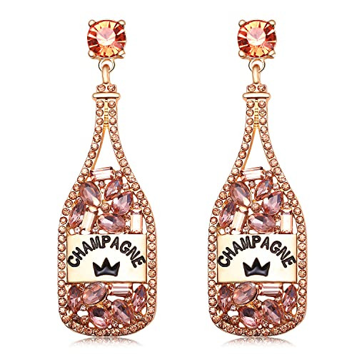 XOCARTIGE Champagne Bottle Earrings Rhinestone Crystal Beaded Champagne Drop Dangle Earrings for Wom | Amazon (US)