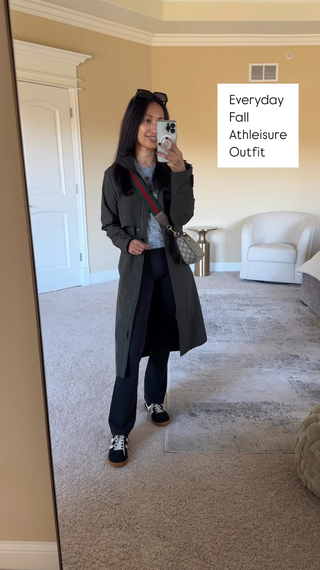 Everyday Fall Athleisure Outfit 
- Casual Trench Coat: linking options in trending olive green. 
- A favorite athleisure top that comes in long, short, and sleeveless options and in multiple colors. 
- Leggings with a straight cut that look more like pants. Linking two options. 
- Fall sneakers done in suede and come in multiple colors. 
- Pop of red hearts in my gold necklaces. 


#LTKStyleTip #LTKOver40 #LTKActive