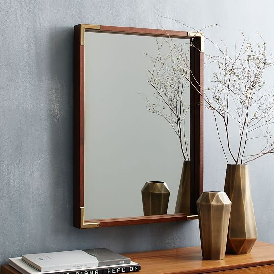Malone Campaign Wall Mirror, Walnut/Antique Brass | West Elm (US)
