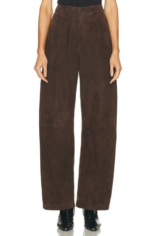 NOUR HAMMOUR Barrel Suede Pant in Brown | FWRD 