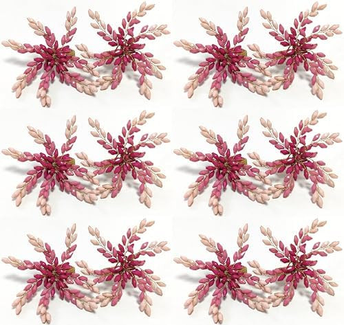 Pink Gold Beaded Napkin Ring - Set of 12 - Beautiful Leaves Design Perfect for Dinner Table Déco... | Amazon (US)