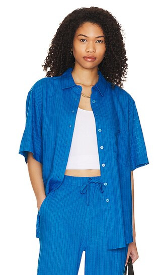 Genevieve Shirt in Blue | Revolve Clothing (Global)