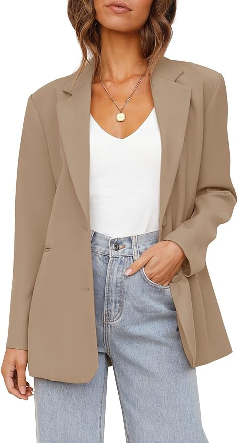 Women's Casual Blazers Long Sleeve Oversized Open Front Business Lapel Button Work Office Jackets | Amazon (US)
