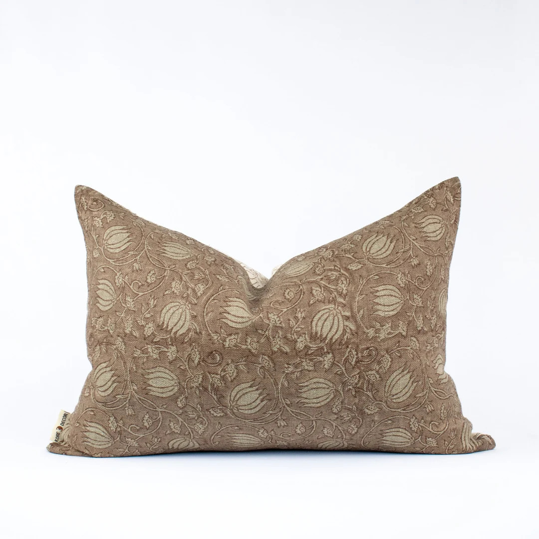 SITA - ROSEDUST - Two sided, Linen & Cotton, hand block printed designer Throw Pillow Cover | Etsy (US)