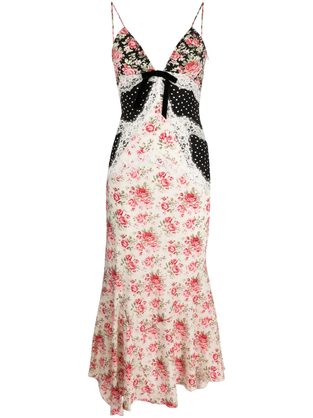 Alessandra Rich Panelled Silk Midi Dress  - Farfetch | Farfetch Global