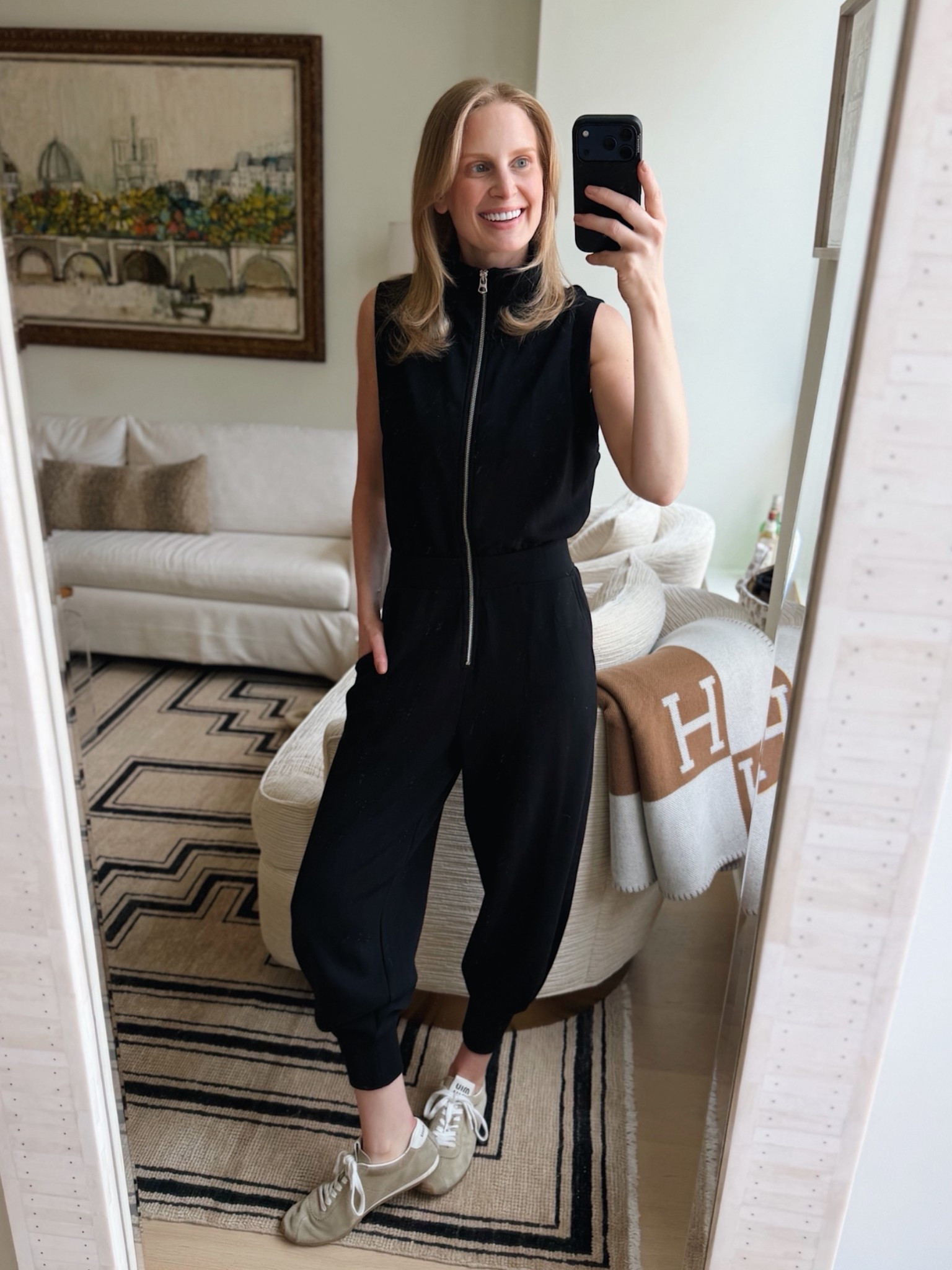 Casual, comfortable look for a day at my desk! Wearing a small in the jumpsuit. Black is sold out, but it’s available in navy!

#LTKootd