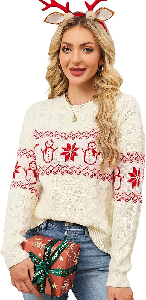 SunnyMelody Womens Christmas Funny Ugly Sweater Winter 2025 Vacation Outfits Oversized Crew Neck ... | Amazon (US)