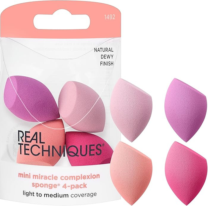 Real Techniques Mini Miracle Complexion Sponge 4 Pack, Small Makeup Blending Sponges, For Foundat... | Amazon (US)