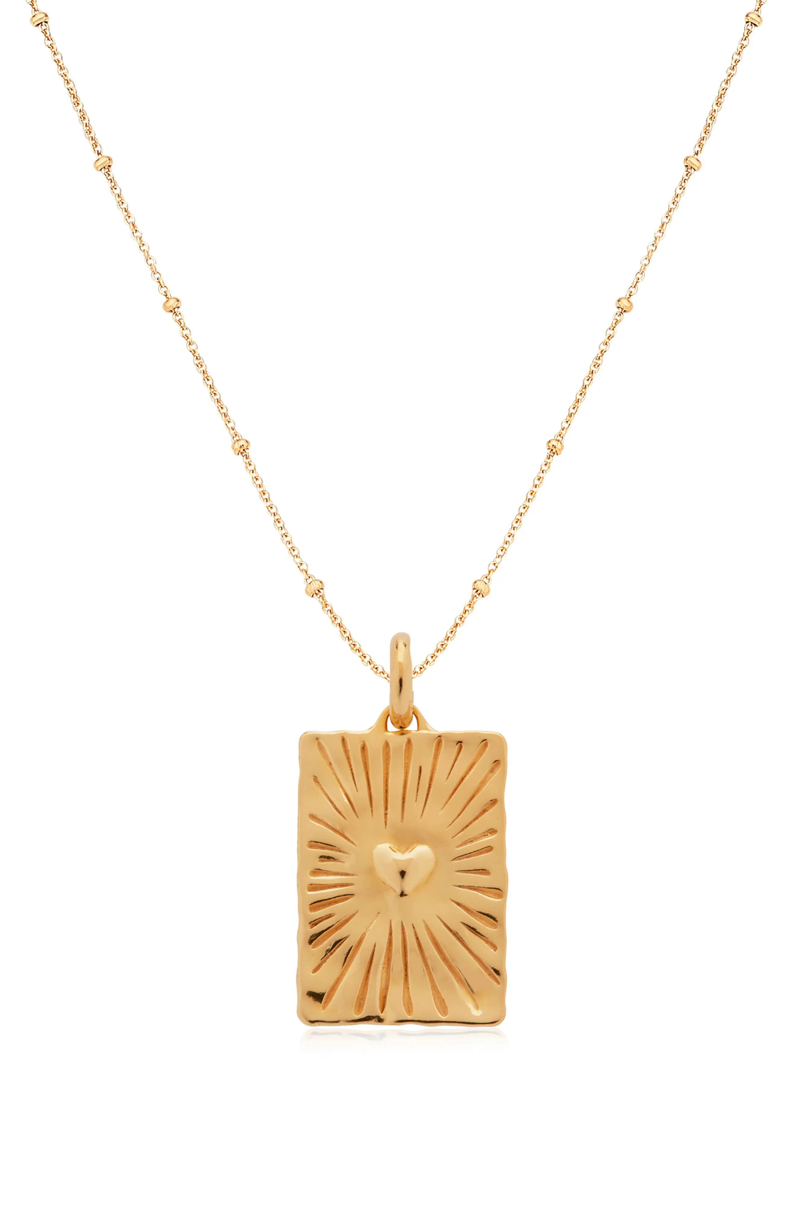 Monica Vinader Talisman Heart Pendant Necklace in 18Ct Gold Vermeil/Silver at Nordstrom | Nordstrom