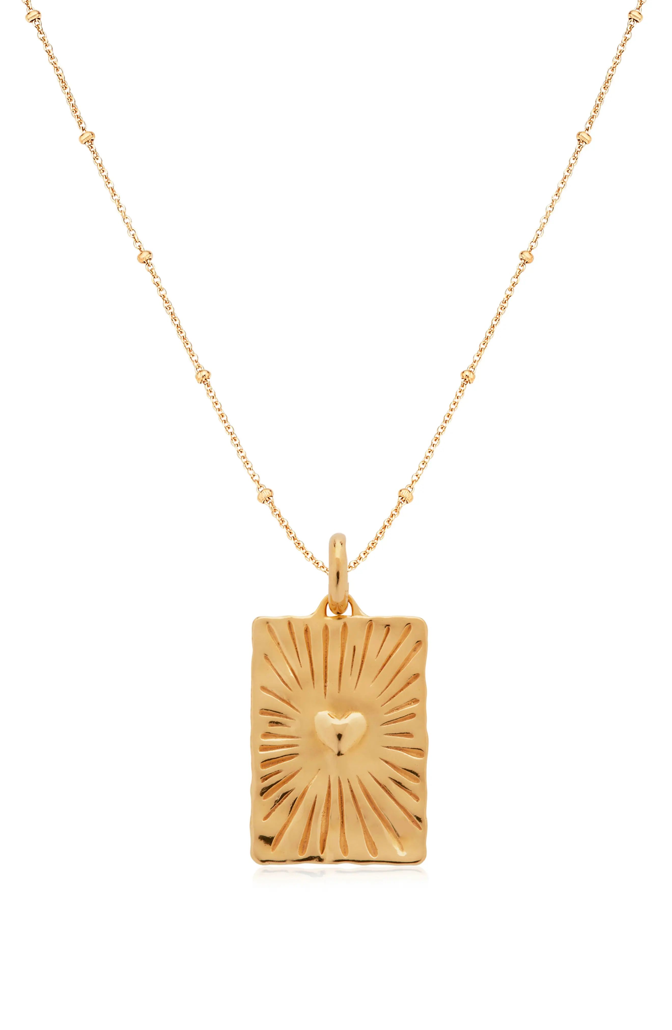 Monica Vinader Talisman Heart Pendant Necklace in 18Ct Gold Vermeil/Silver at Nordstrom | Nordstrom