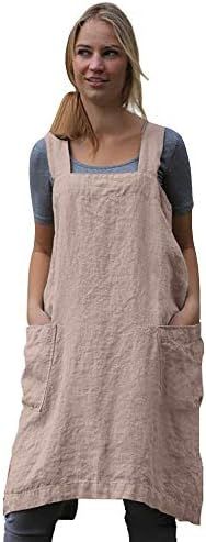 Women's Pinafore Square Apron Baking Cooking Gardening Works Cross Back Cotton/Linen Blend Dress ... | Amazon (US)