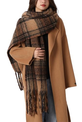 Jusavie Winter Scarf Women Cold Weather Large Winter Scarves Warm Thick Fashion Cashmere Scarf Cotton Blanket Scarves Wraps | Amazon (US)