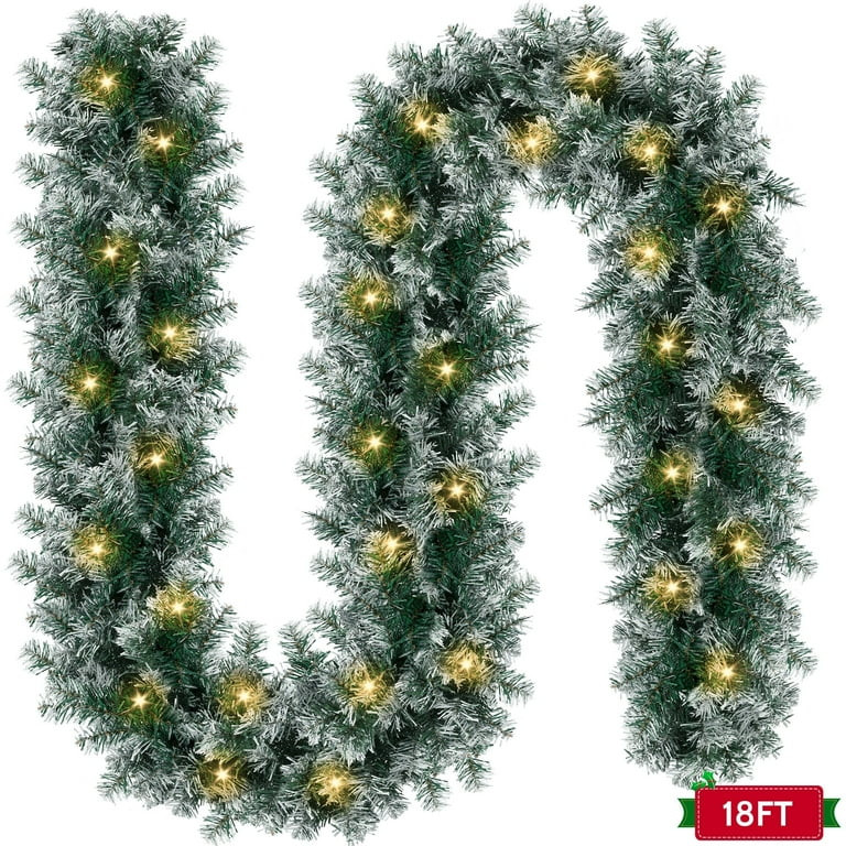 Yexmas 18ft Large Christmas Garland, Multi-Purpose Xmas Wreath with 90 LED Lights, Battery Operat... | Walmart (US)