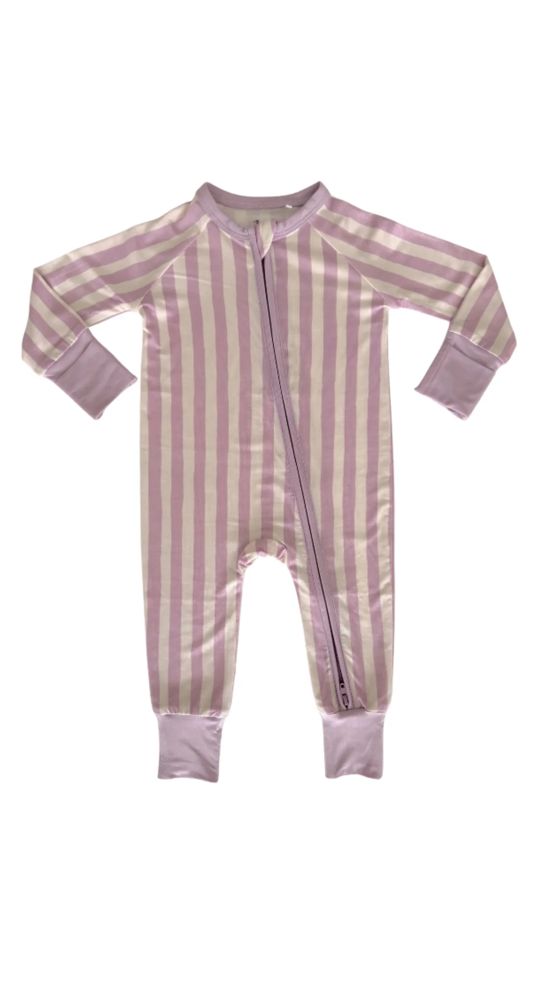Purple Stripe Zipper Romper | In My Jammers