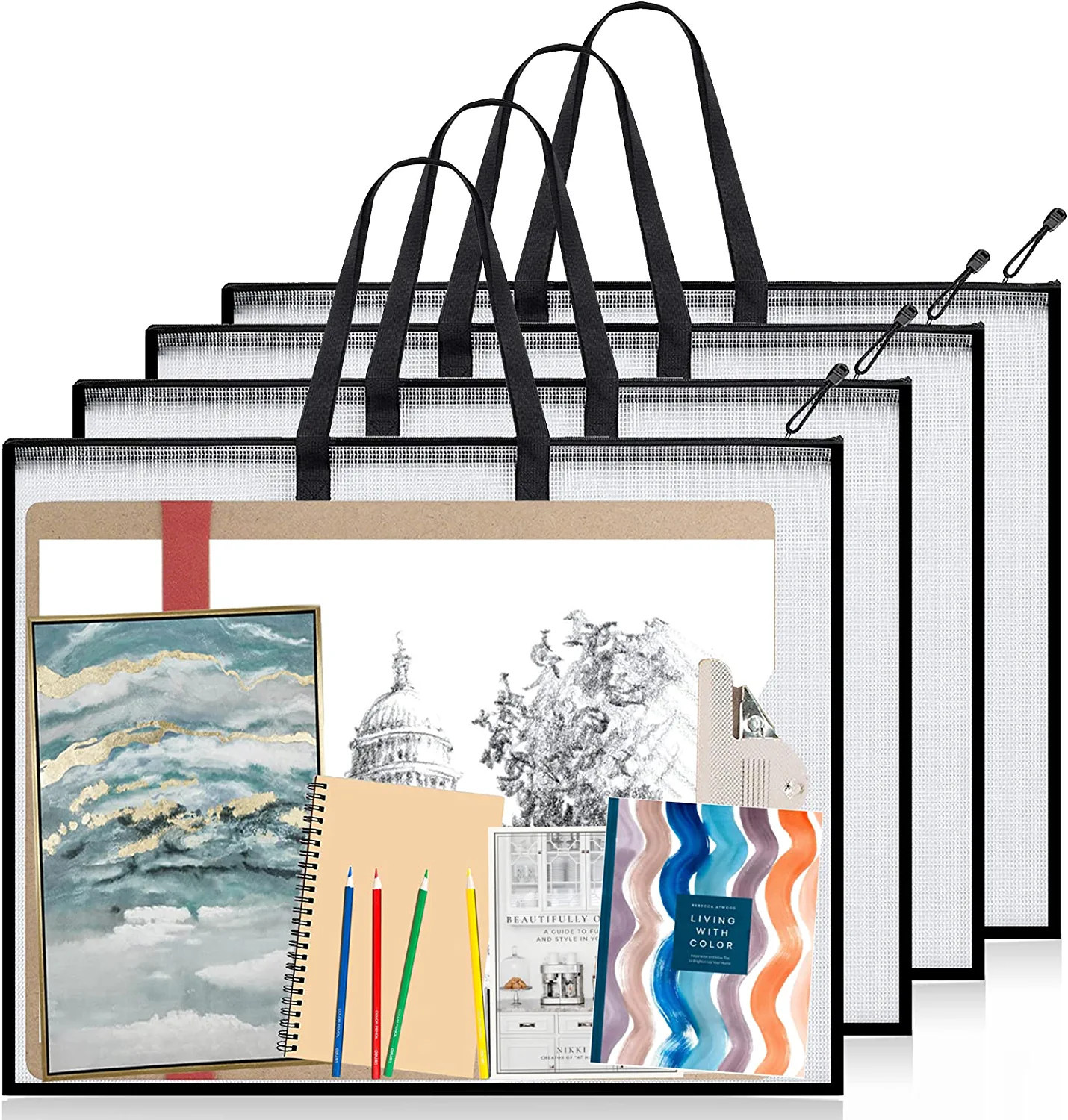 VikYel Art Portfolio Bag 19 x 25 Inch, Poster Storage Bag with Zipper and Handle for Artworks, Bu... | Amazon (US)