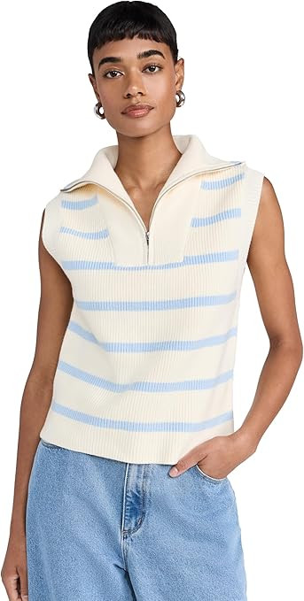 English Factory Women's Striped Half-Zip Knit Vest | Amazon (US)
