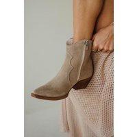 Beige Suede Cowboy Ankle Boots Women - Handmade Western With Elastic Side, Comfortable Everyday Fit | Etsy (US)