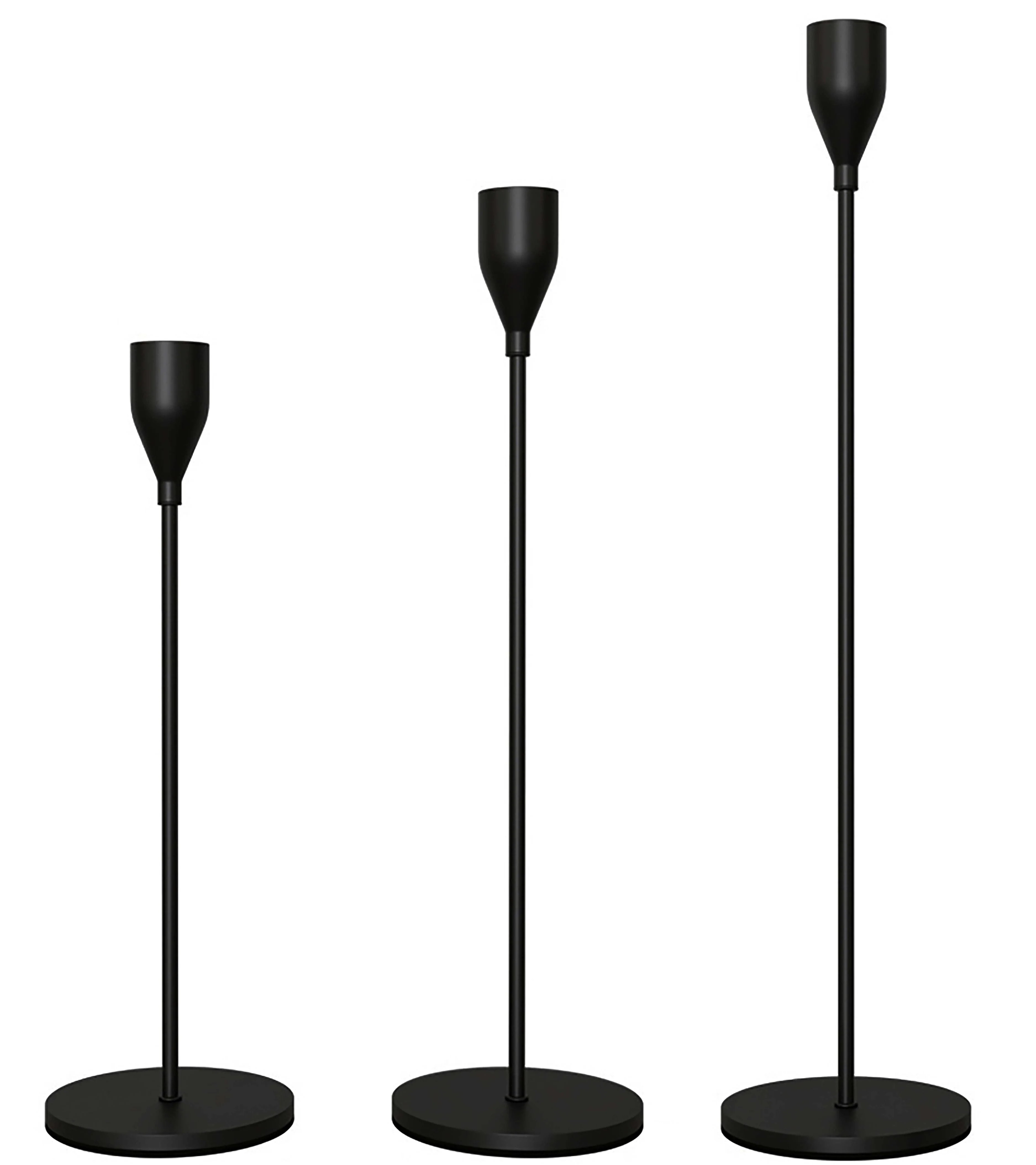FSyueyun Matte Black Taper Candle Holders, Set of 3 | Walmart (US)