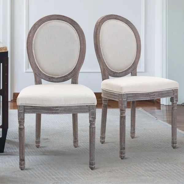 Ingersoll Linen King Louis Back Side Chair in Ivory (Set of 2) | Wayfair North America