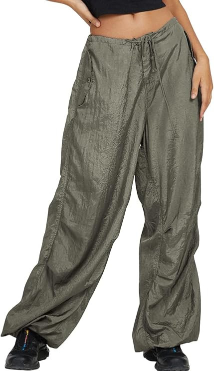 AUTOMET Cargo Pants Women Baggy y2k Pants Drawstring Parachute Pants Low Waist Hippie Pants Casua... | Amazon (US)