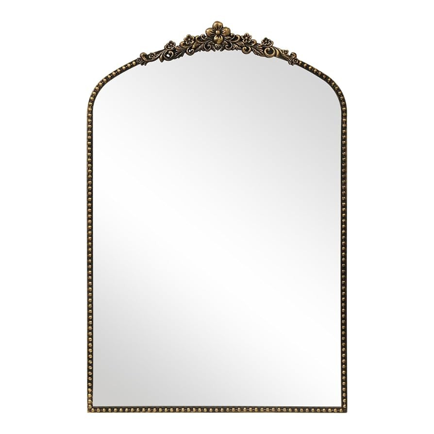 Arch Wall Mirror, 24"x 36" Antique Mirror Baroque Style Metal Beaded Frame Large Wall Mirror,Vint... | Amazon (US)
