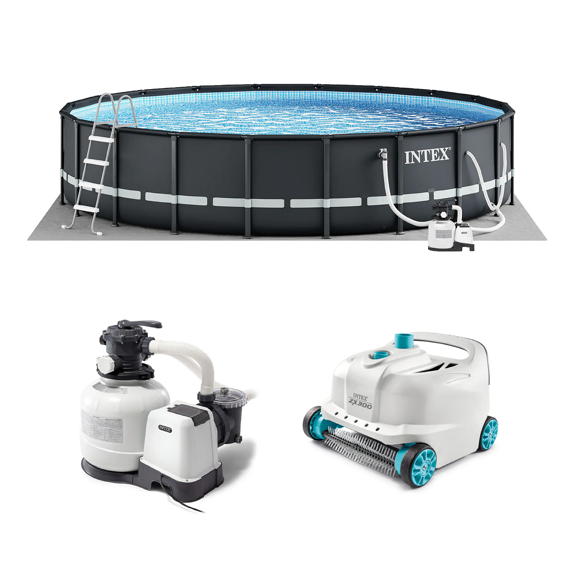 Intex Ultra XTR 20-ft x 20-ft x 48-in Steel wall panels Round Above-Ground Pool with Filter Pump with Pool Cover with Ladder one_size | 257792 | Lowe's