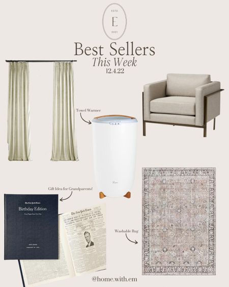 These were the best sellers from all my post this week. Neutral, pinch, pleat, curtains, neutral, accent, chair, towel, warmer, washable rug, birthday book. Gift ideas for her gift ideas for him