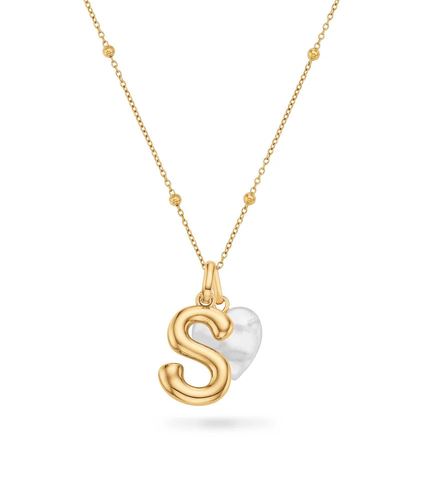 Molten Initial & Birthstone Necklace (Gold) | Abbott Lyon