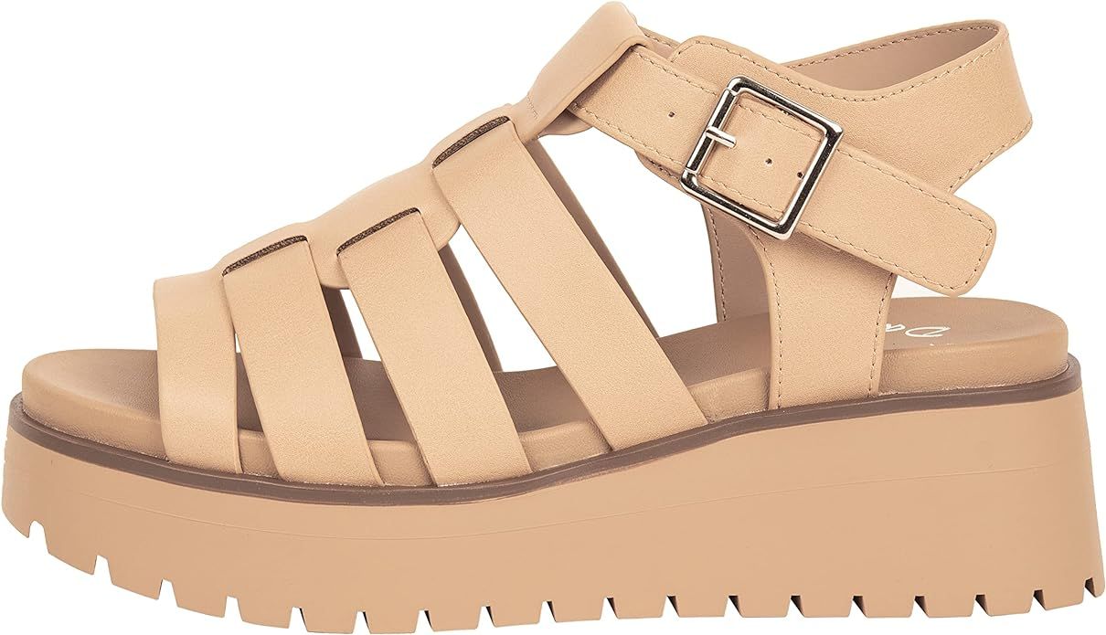 Womens Sandals Open Toe Fisherman Multi Strap Gladiator Platform Heels KAROL | Amazon (US)