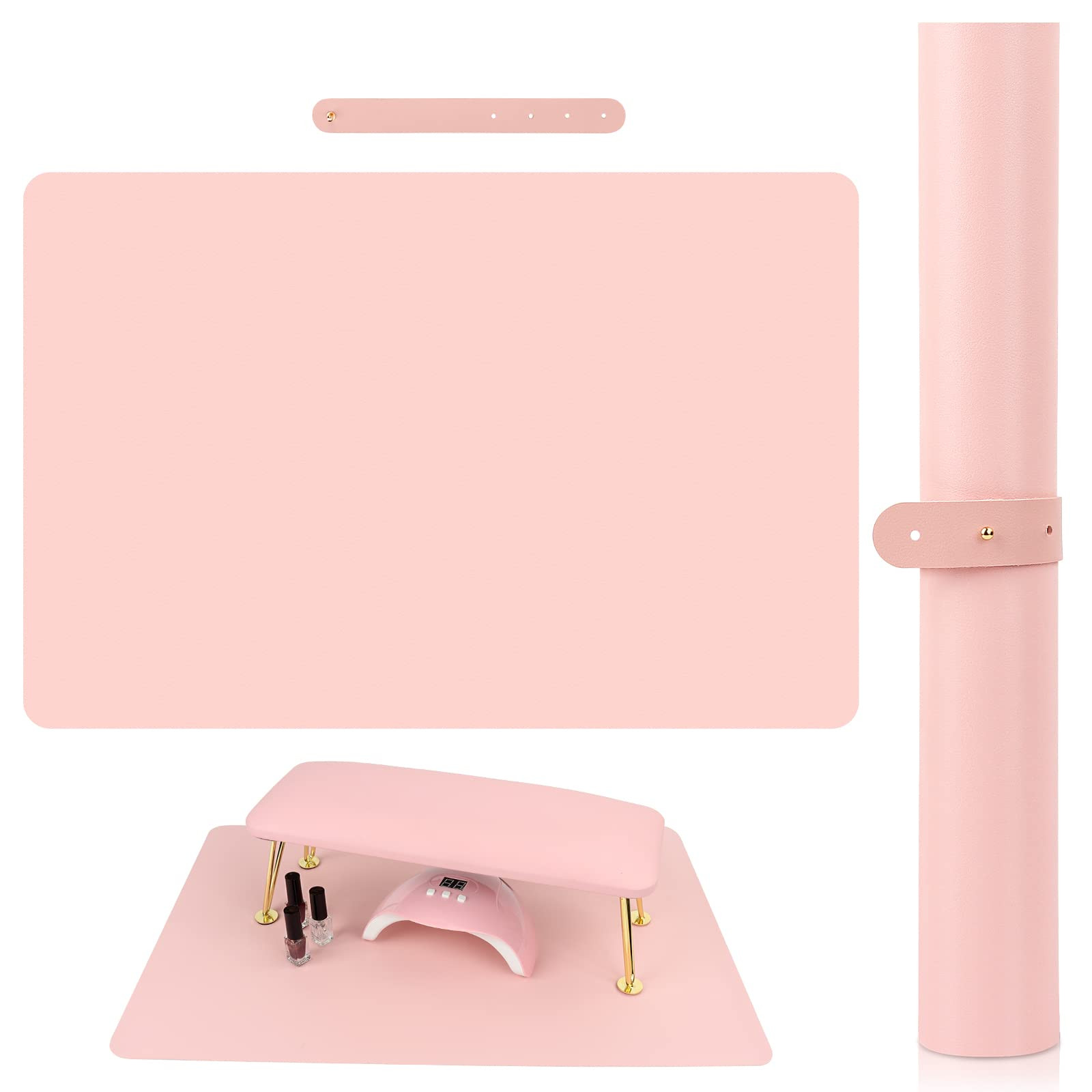 (MAT ONLY) Pink Nail Art Table Mat, Foldable Nail Art Hand Rest Pad for Nail Arm Rest Cushion, So... | Amazon (US)