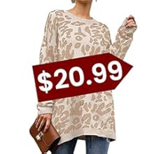 PRETTYGARDEN Women’s Casual Leopard Print Long Sleeve Crew Neck Knitted Oversized Pullover Swea... | Amazon (US)