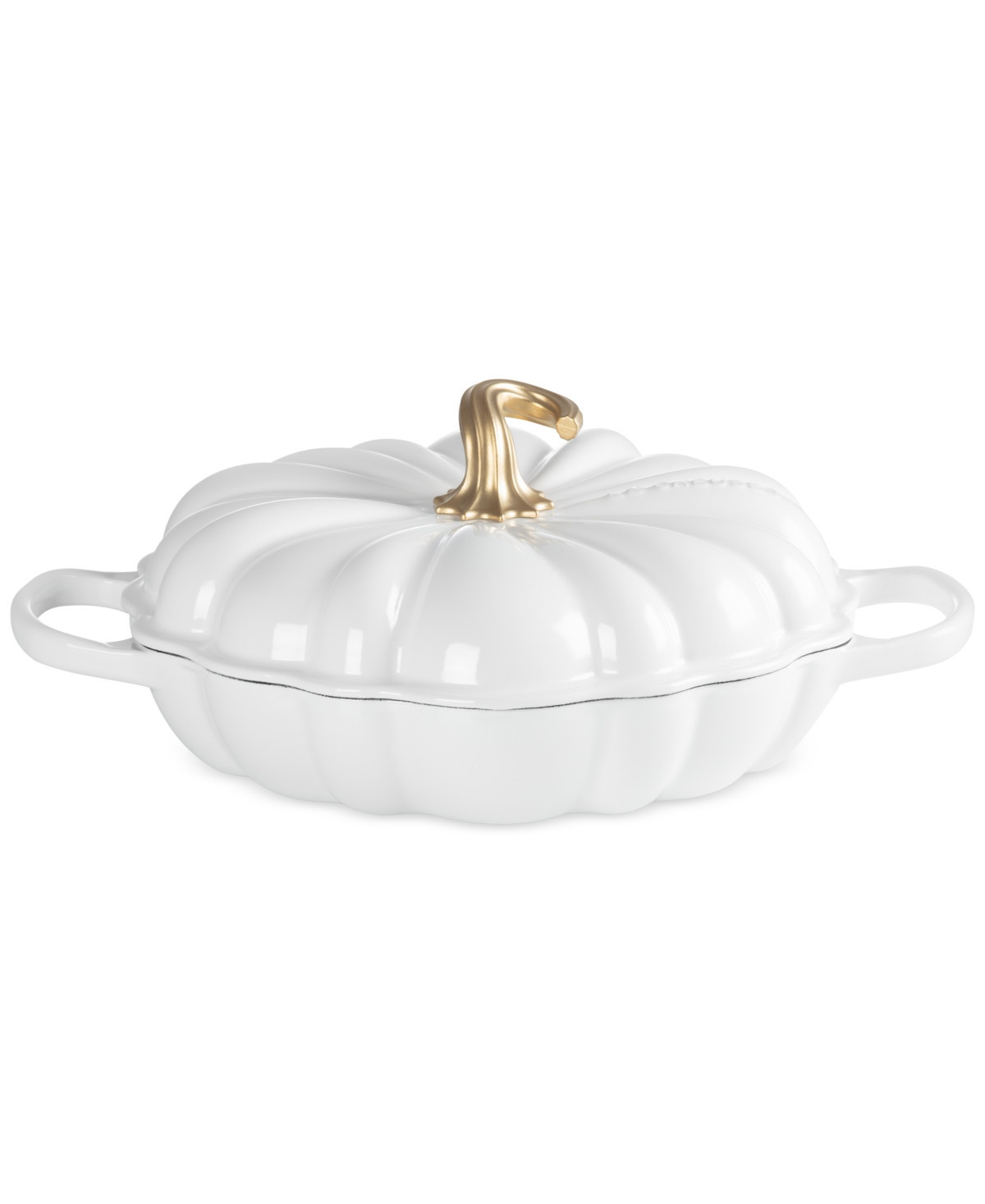 Le Creuset Enameled Cast Iron Signature Pumpkin Braiser, 2.75 qt. - White | Macy's