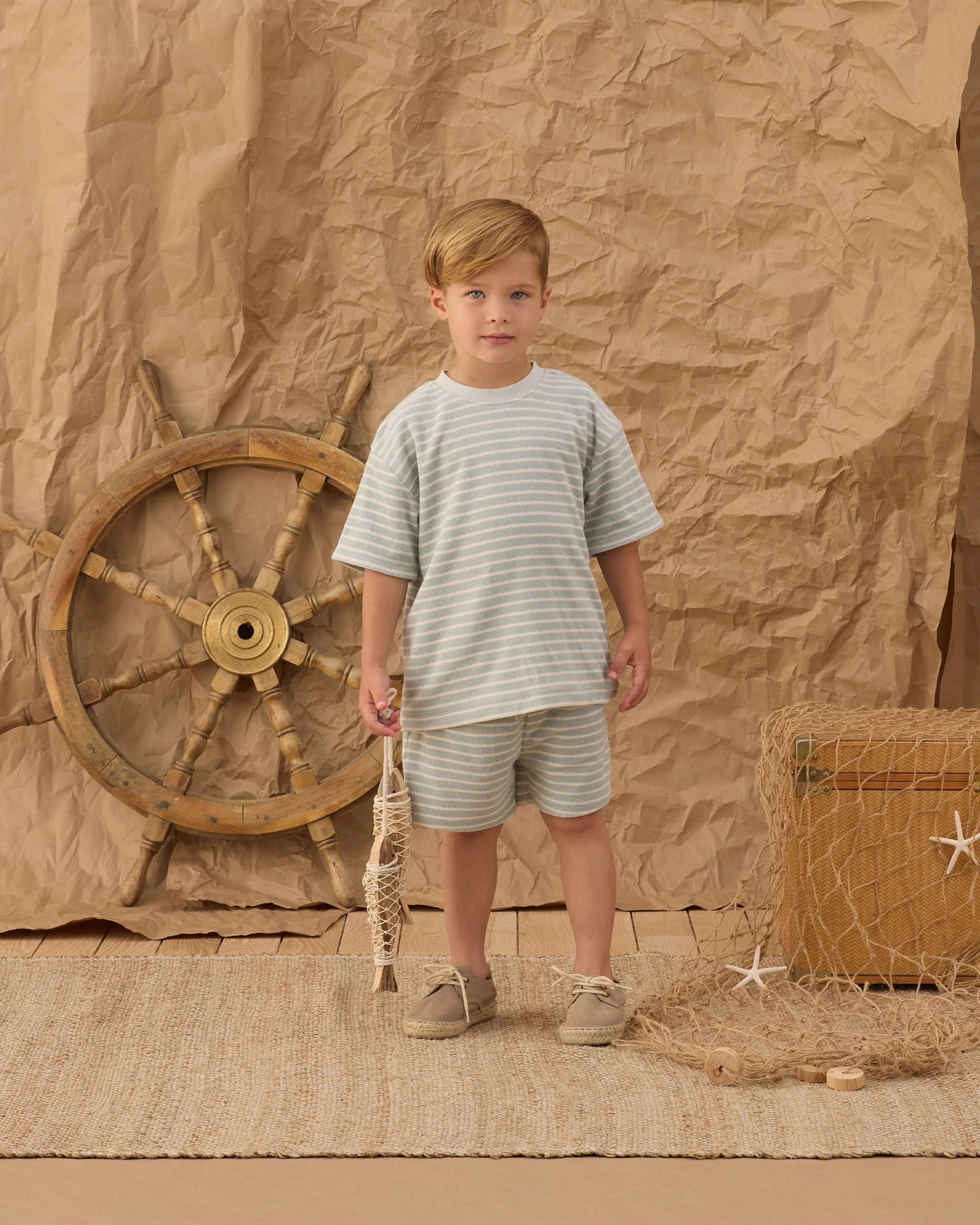 Terry Relaxed Tee Seafoam Stripe | Rylee + Cru