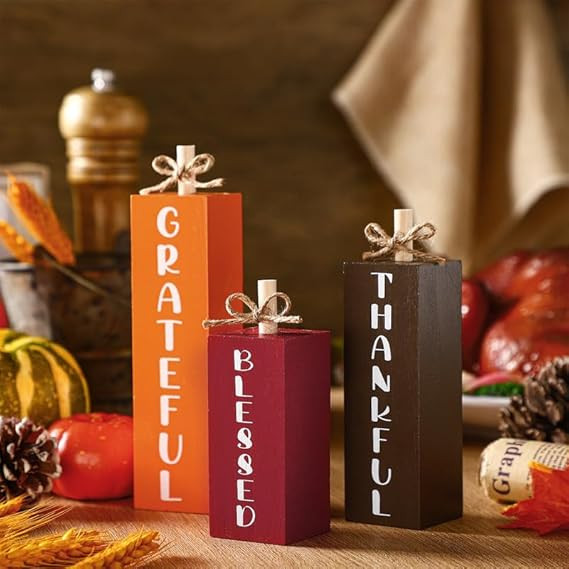 Redbaker 3 Pieces Fall Tiered Tray Decor Thanksgiving Pumpkin Decor Fall Wooden Sign Rustic Fall ... | Amazon (US)