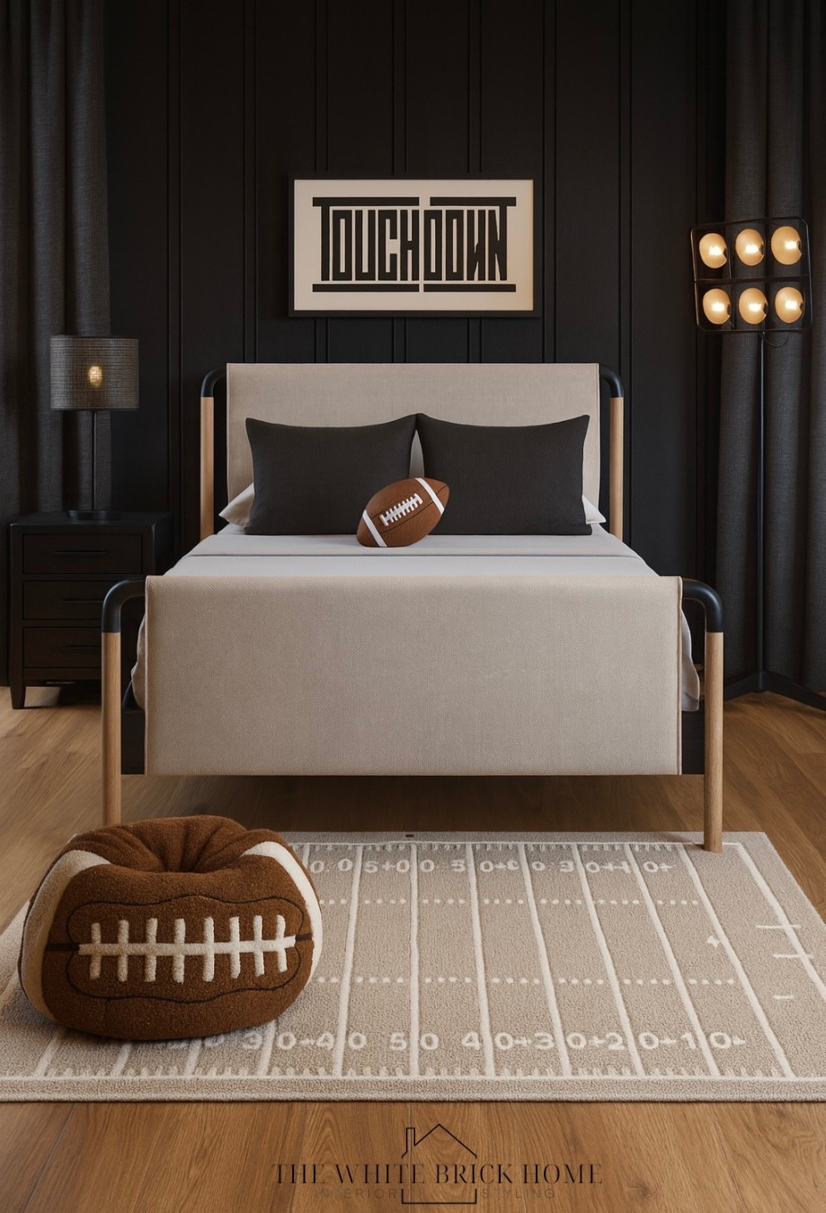 Dark tones and sleek football decor make this room the perfect space for a fan who lives and breathes football! 

Boys room, boys bedroom, kids room, kids bedroom, bed, bedroom, teen boy, teen boy bedroom, boys room football, boys room bed, boys room lighting, boys room bean bag, boys room area rug, boys room bedding, boys room wall art, football wall art, boys room decor, boys room ideas, bedding, table lamp, football, sports bedroom, teen boy sports bedroom, pottery barn teen, etsy, Wayfair bed 

#LTKKids #LTKSaleAlert #LTKHome