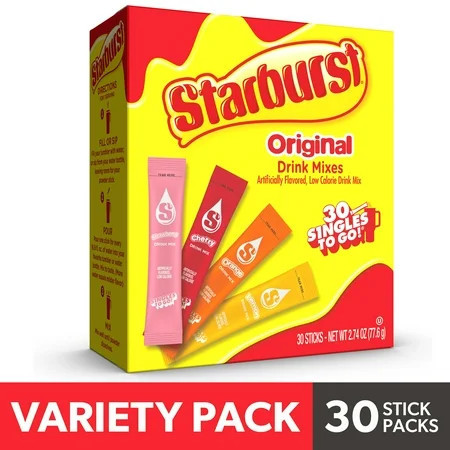 Starburst Zero Sugar Variety pack Singles To Go Powdered Drink Mix, Original, 30 Count Packets | Walmart (US)