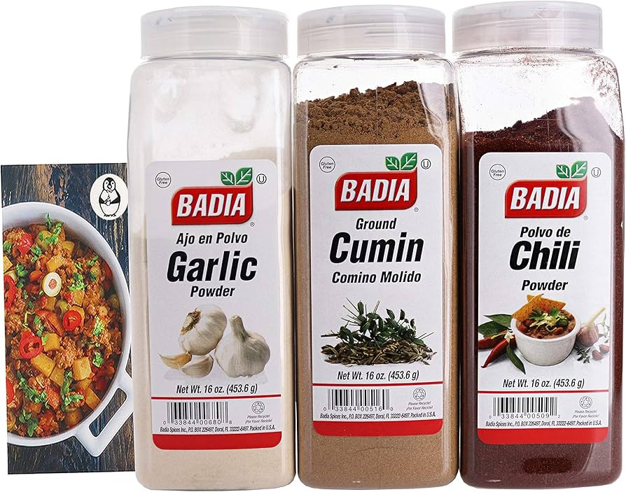 Badia Chili Powder, Garlic Powder, and Ground Cumin Seasoning Bundle (3 Pack) W/Premium Penguin R... | Amazon (US)