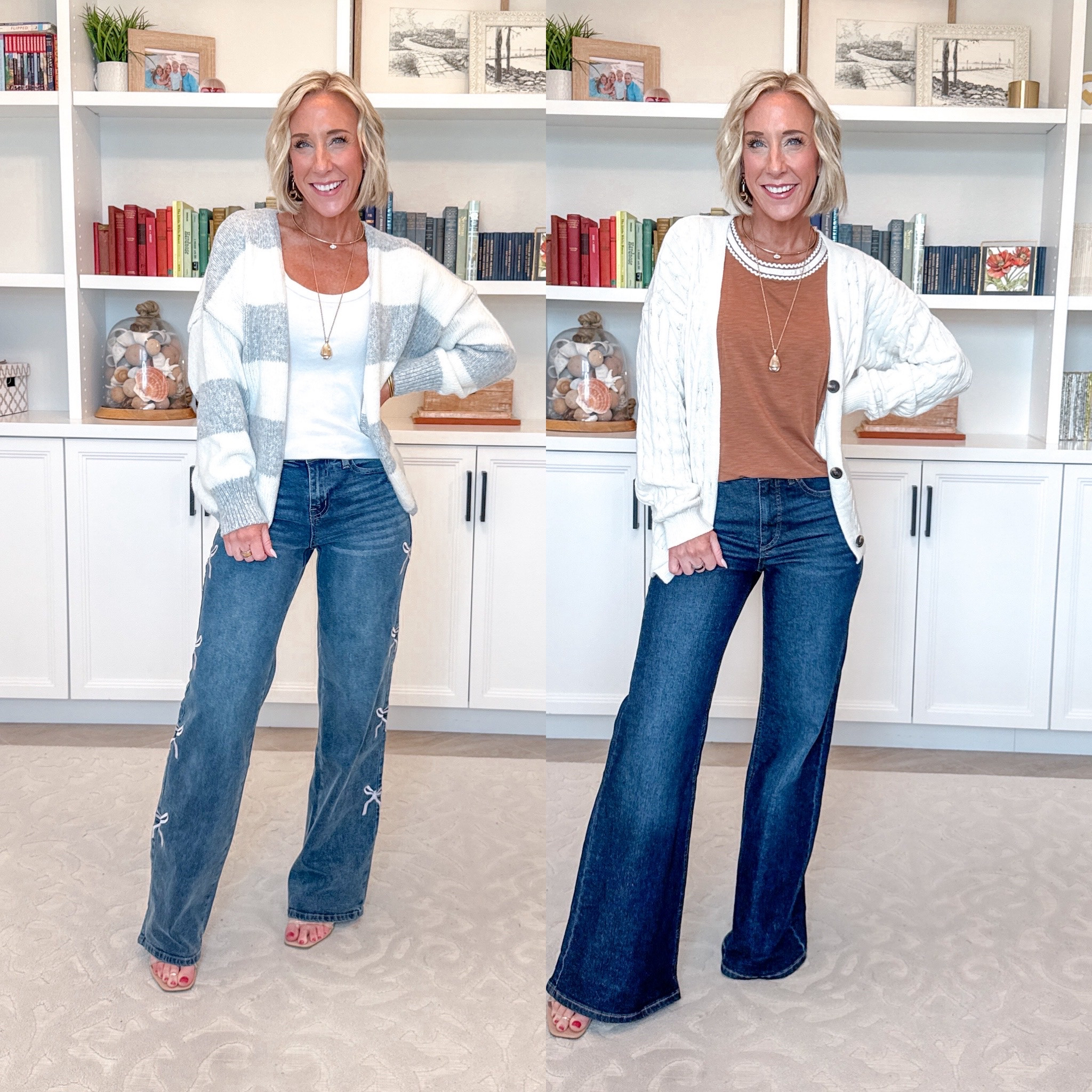 Walmart - more new arrivals under $28. Top w/ Short Flutter Sleeves - size XS. $19.98. 4 colors. * Wide Leg Jeans (says cropped but is not) - size 2. $28. Multiple colors, different styles. * Cable Knit Grandpa Cardigan - size XS. $19.98. 4 colors. Ultra 90's Jeans w/ Bow Embroidery - size 0. $27.50. 7 colors. * White T-Shirt - size small. Striped Open Front Cardigan - size XS. $16.98. 4 colors.

#LTKSeasonal #LTKOver40 #LTKPetite