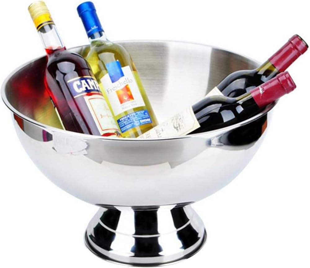 Stainless Steel Champagne Bowl Ice Bucket, Bar Ice Bucket, Large Size Ice Bowl Metal Bar Beer Bar... | Amazon (US)