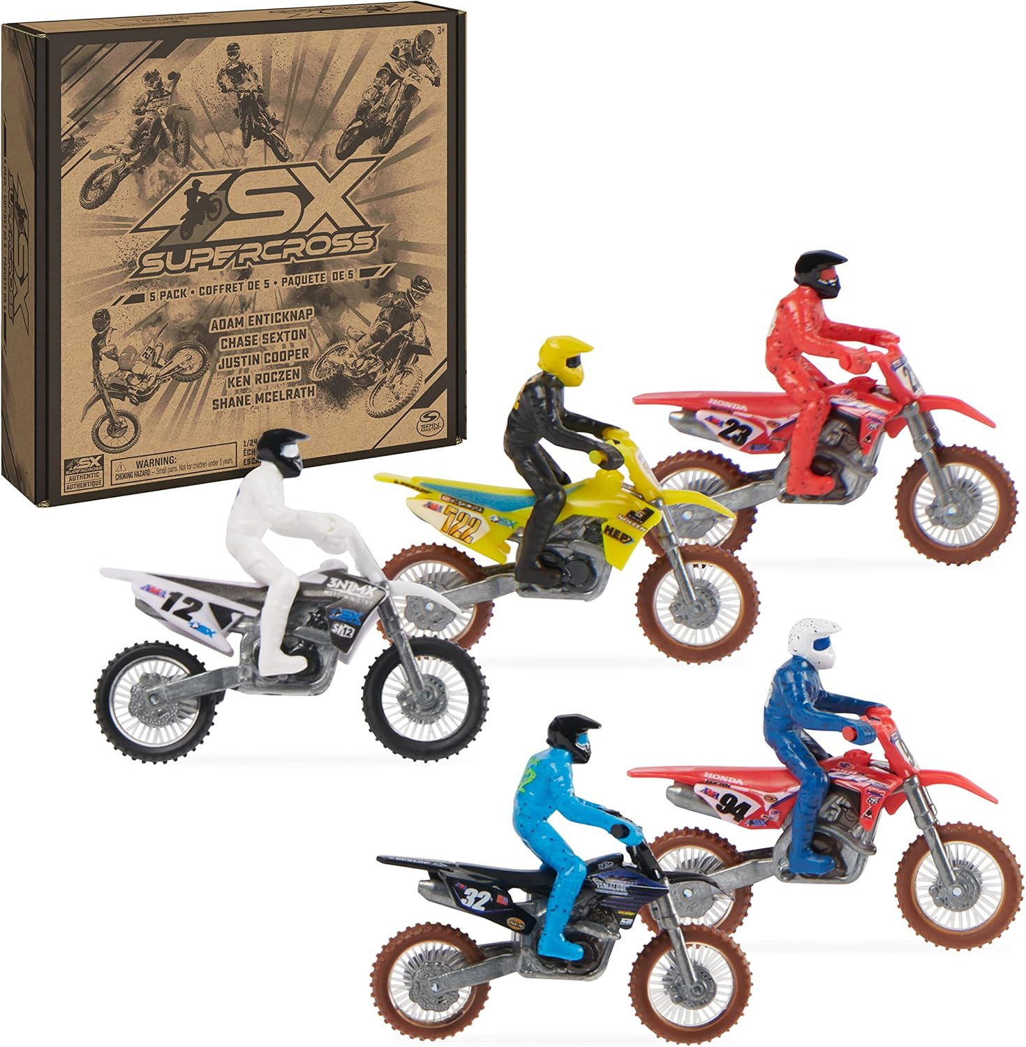 Supercross Authentic Die-Cast Motorcycles & Riders, 5-Pack | Amazon (US)
